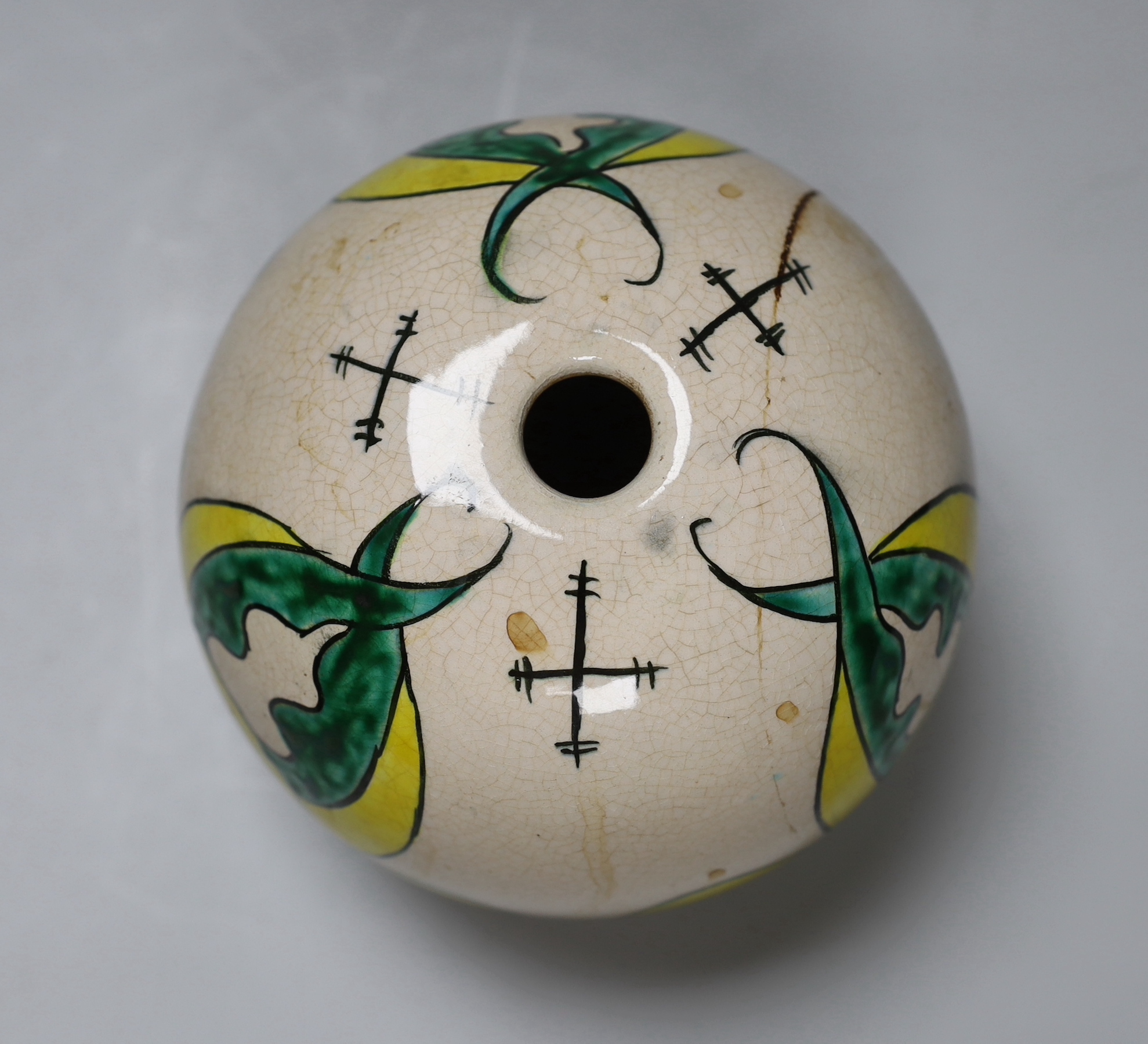 A Turkish Armenian pottery hanging ball 14cm high